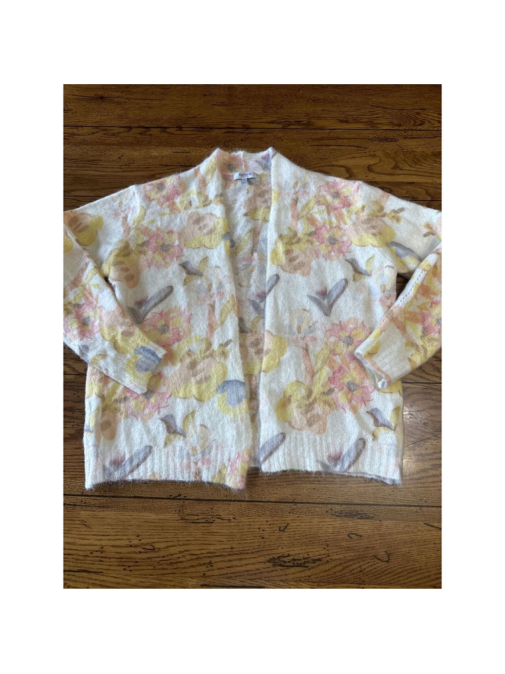 BARTOLINI Italy Mohair Blend Flower Print Open Front Jacket Dalia Medium N6